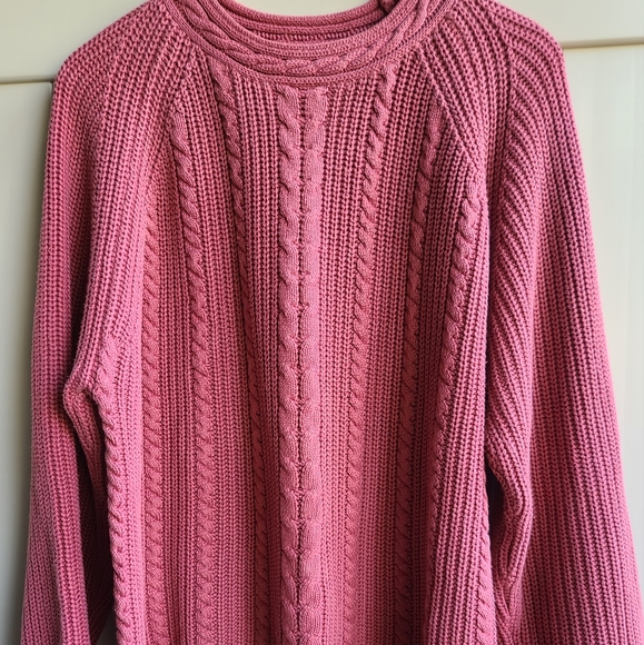 Eddie Bauer Sweaters - Vintage Eddie Bauer pink cotton chunky sweater